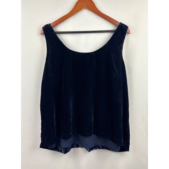 Women’s J.Crew Size 18 Navy Blue Velvet Tank Blouse - Picture 1 of 5
